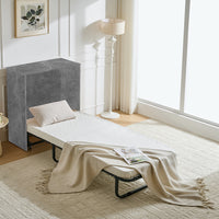 Mobile Letto a Scomparsa Singolo Salvaspazio con Materasso Incluso Pieghevole Grigio