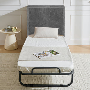 Mobile Letto a Scomparsa Singolo Salvaspazio con Materasso Incluso Pieghevole Grigio