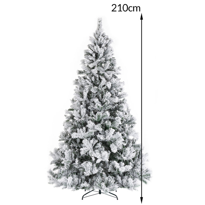 Albero di Natale Innevato Bianco Winter Palace Foltissimo 210cm 1420 Rami Innesto