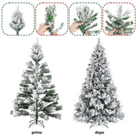 Albero di Natale Innevato Bianco Winter Palace Foltissimo 210cm 1420 Rami Innesto