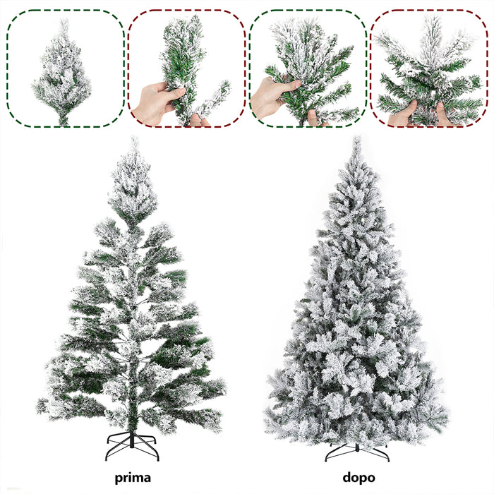 Albero di Natale Innevato Bianco Winter Palace Foltissimo 210cm 1420 Rami Innesto