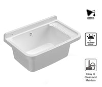 LAVANDINO IN RESINA PILOZZO A MURO SI PRESTA ALL’UTILIZZO SIA IN AMBIENTI INTERNI CHE ESTERNI 60X40X25 CM