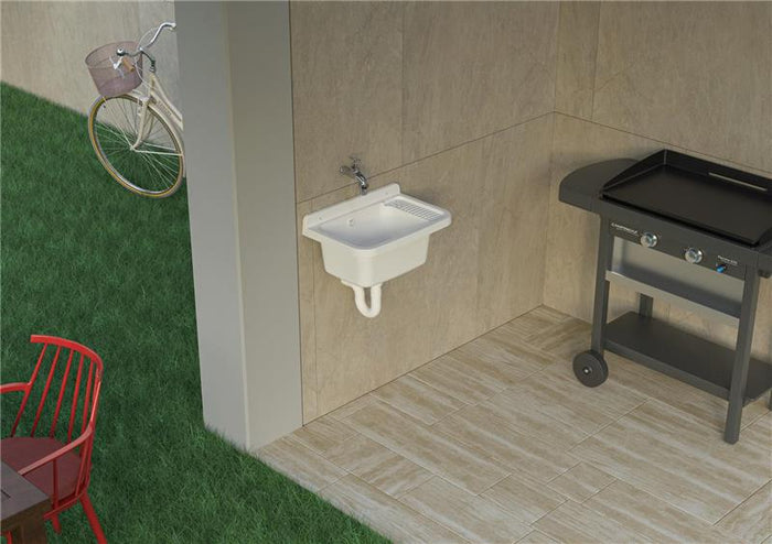 LAVANDINO IN RESINA PILOZZO A MURO SI PRESTA ALL’UTILIZZO SIA IN AMBIENTI INTERNI CHE ESTERNI 60X40X25 CM