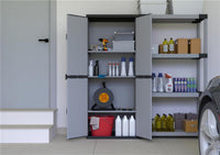 ARMADIO IN RESINA CON RIPIANI 2 ANTE DA INTERNO E ESTERNO 68X40X165 CM GRIGIO CHIARO