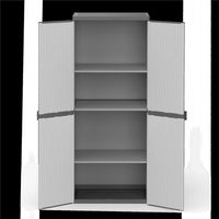 ARMADIO IN RESINA CON RIPIANI 2 ANTE DA INTERNO E ESTERNO 68X40X165 CM GRIGIO CHIARO