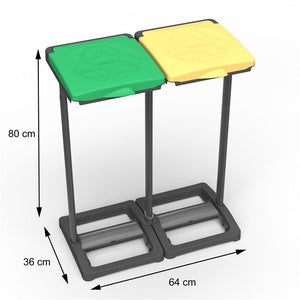 PORTASACCO-PORTARIFIUTI DOPPIO RACCOLTA DIFFERENZIATA PER INTERNI E ESTERNI 64X36X80 CM