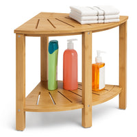 Scaffale in Legno Bambù 40x40 H 43 cm Multiuso 2 Ripiani Camera Ingresso Bagno