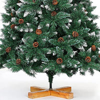 Albero di Natale Innevato 250cm Folto con Pigne 1600 Rami Base Legno Massello