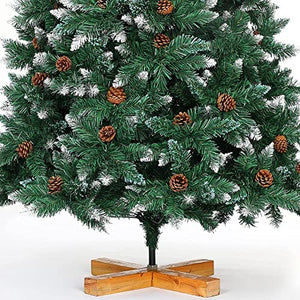 Albero di Natale Innevato 250cm Folto con Pigne 1600 Rami Base Legno Massello