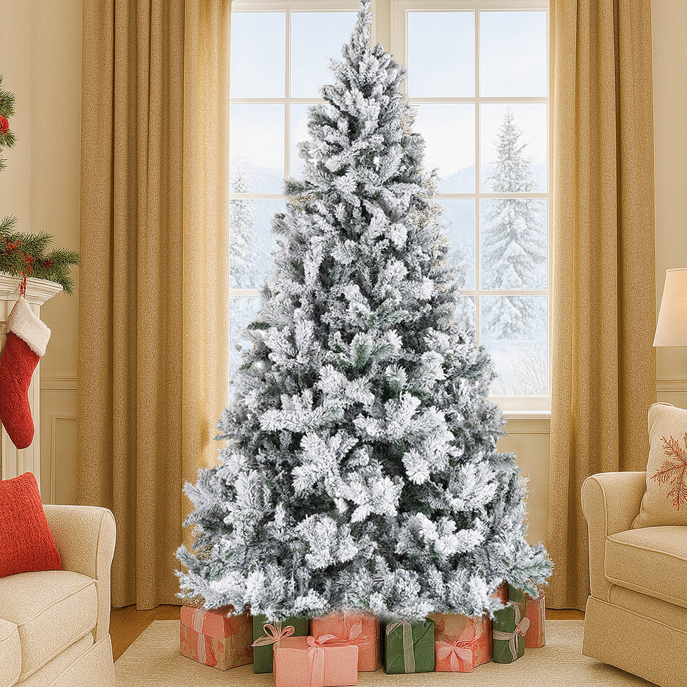 Albero di Natale Innevato Bianco Foltissimo 210cm 1420 Rami Pvc Ignifugo