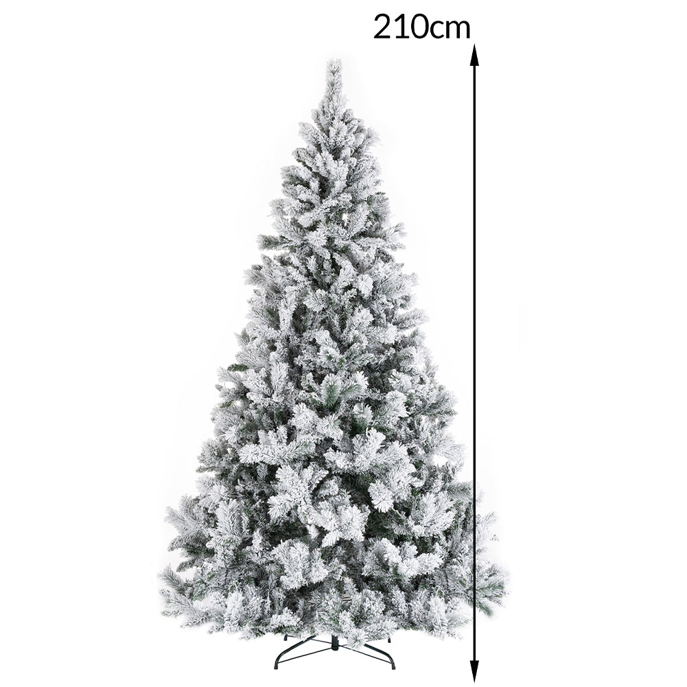 Albero di Natale Innevato Bianco Foltissimo 210cm 1420 Rami Pvc Ignifugo