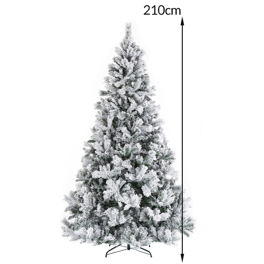 Albero di Natale Innevato Bianco Foltissimo 210cm 1420 Rami Pvc Ignifugo