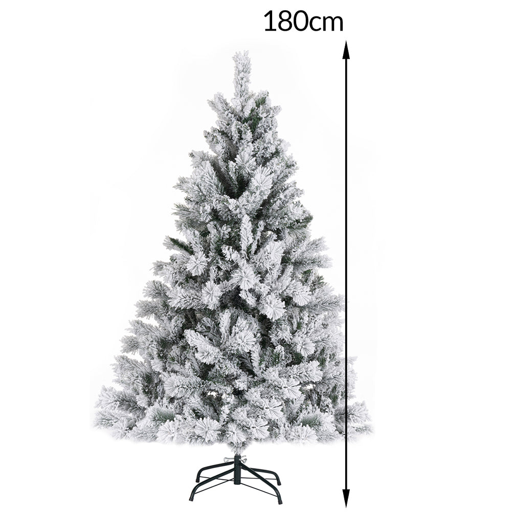 Albero di Natale Innevato Bianco Foltissimo 180cm 1000 Rami Pvc Ignifugo