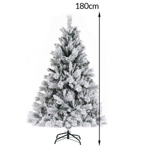 Albero di Natale Innevato Bianco Foltissimo 180cm 1000 Rami Pvc Ignifugo