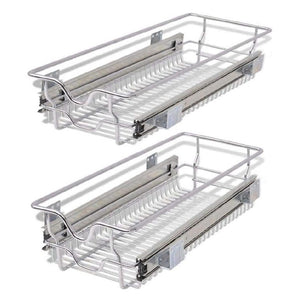 2pz Cassetto Telescopico Cucina 30cm Cestello Acciaio Estraibile Organizer Salvaspazio