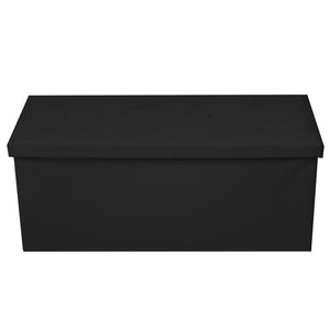 POUF CONTENITORE IN PVC NERO CON COPERCHIO EFFETTO TRAPUNTATO MISURE: 76X38X38 CM