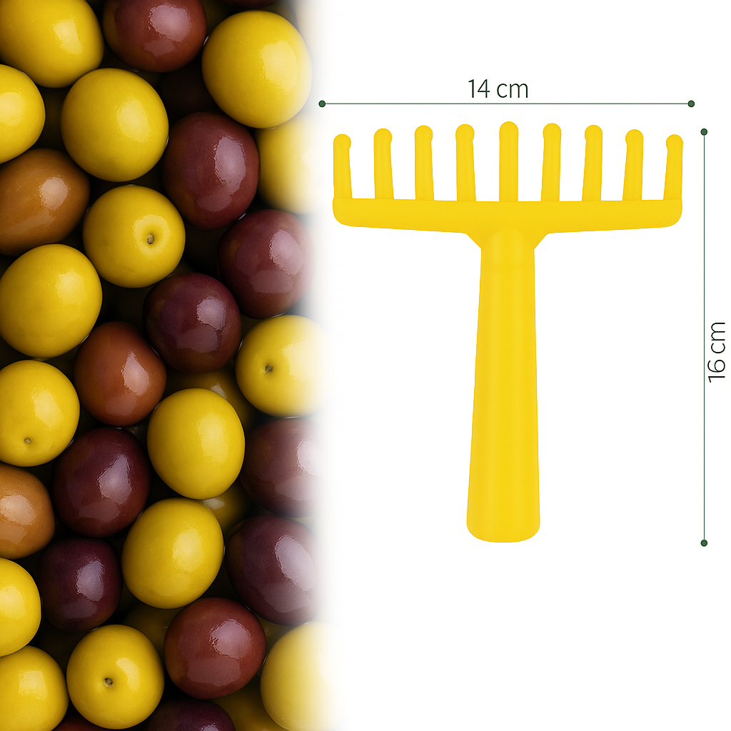 Rastrello per Olive a 9 Denti larghezza 14 Cm, Raccolta Olive, Noci e Nocciole, con Foro per Manico NUMERO ARTICOLI: 2 PZ