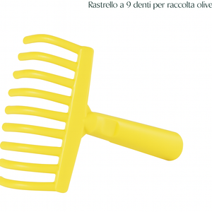 Rastrello per Olive a 9 Denti larghezza 14 Cm, Raccolta Olive, Noci e Nocciole, con Foro per Manico NUMERO ARTICOLI: 5 PZ