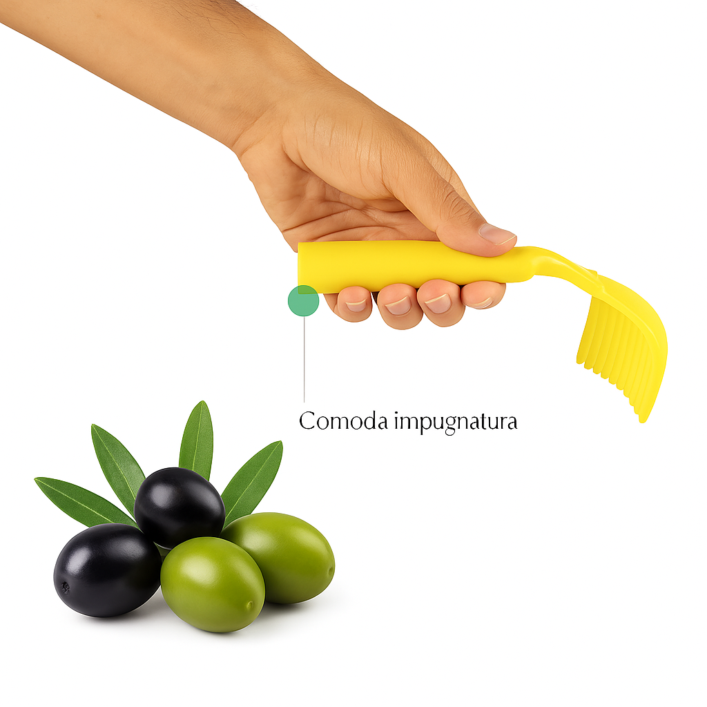 Rastrello per Olive a 9 Denti larghezza 14 Cm, Raccolta Olive, Noci e Nocciole, con Foro per Manico NUMERO ARTICOLI: 5 PZ