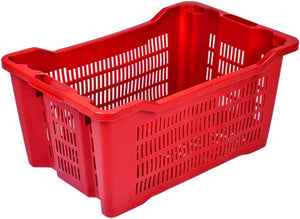 Cassetta Cesta Forata per Raccolta Olive, 56x35x31 cm max 25 kg, Agricola 40 Litri Impilabile Manici Rinforzati NUMERO ARTICOLI: 5 PZ