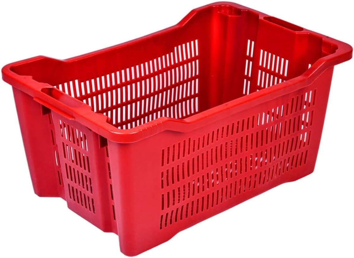 Cassetta Cesta Forata per Raccolta Olive, 56x35x31 cm max 25 kg, Agricola 40 Litri Impilabile Manici Rinforzati NUMERO ARTICOLI: 10 PZ