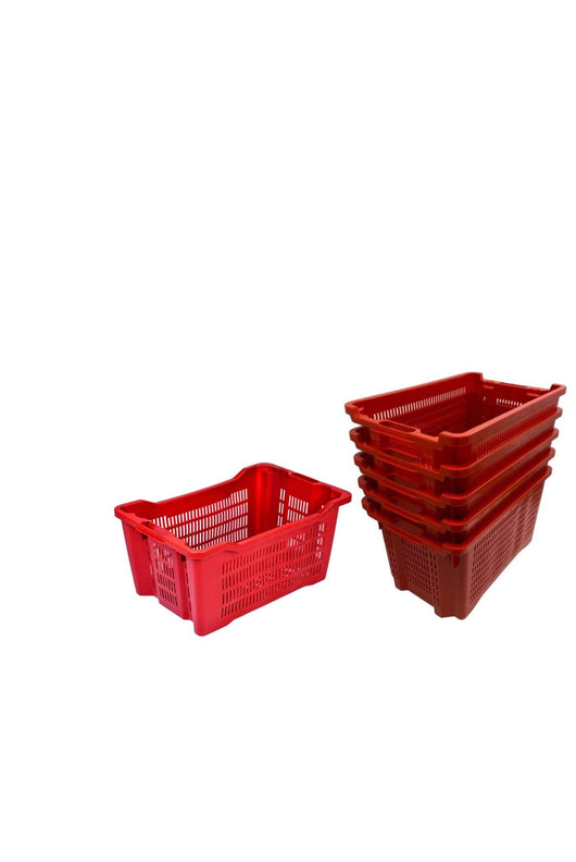 Cassetta Cesta Forata per Raccolta Olive, 56x35x31 cm max 25 kg, Agricola 40 Litri Impilabile Manici Rinforzati NUMERO ARTICOLI: 5 PZ