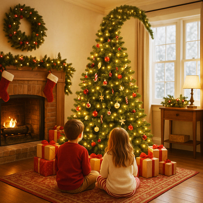 Albero di Natale Verde Punta Ricurva 180cm Artificiale 800 Punte Pvc Ignifugo