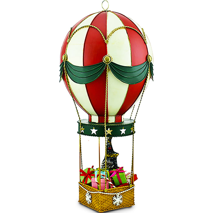 Mongolfiera in Metallo Decorativo Addobbo Natalizio con Gancio 54x24.5x24.5 cm