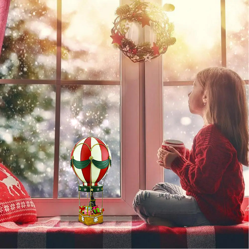 Mongolfiera in Metallo Decorativo Addobbo Natalizio con Gancio 54x24.5x24.5 cm