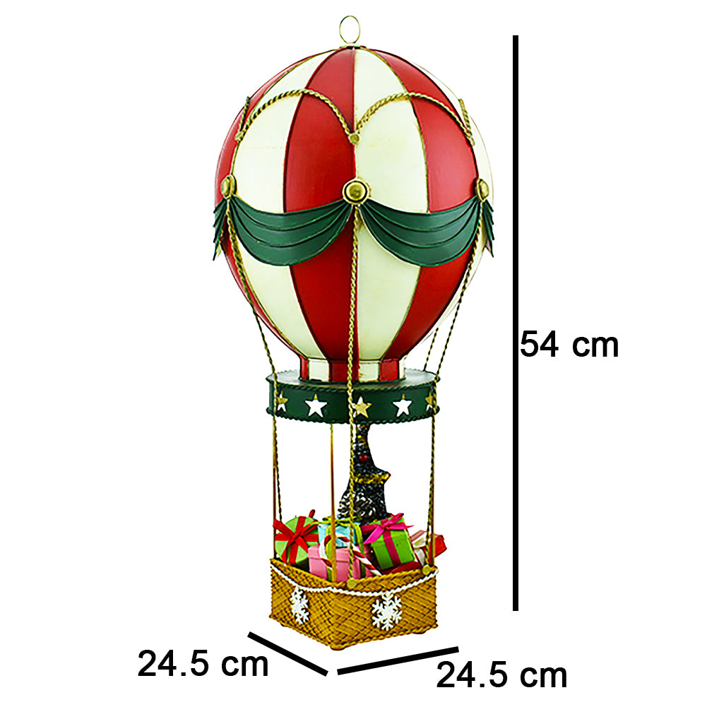 Mongolfiera in Metallo Decorativo Addobbo Natalizio con Gancio 54x24.5x24.5 cm