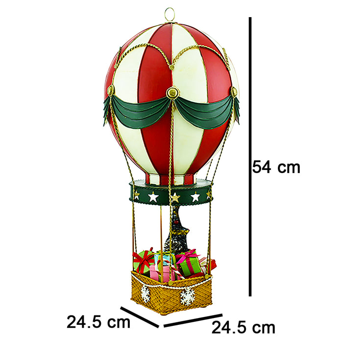 Mongolfiera in Metallo Decorativo Addobbo Natalizio con Gancio 54x24.5x24.5 cm