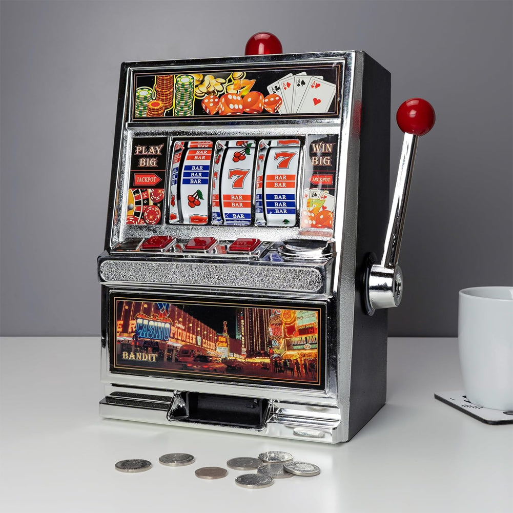 Salvadanaio Slot Machine Las Vegas Giocattolo Arcade 24x16x30cm Colori Assortiti