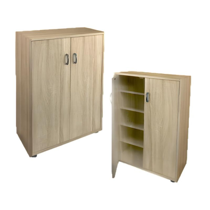 SCARPIERA IN MDF ROVERE CON CINQUE RIPIANI E DUE ANTE MISURE:60X30X83.5CM