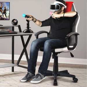 Sedia Gaming Ufficio Poltrona Scrivania Ergonomica Regolabile Girevole Rosso Grigio Nero