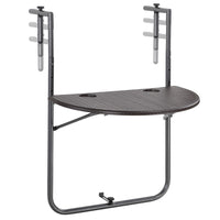 Tavolino Balcone Pieghevole Metallo e Polyrattan 2 Porta Bicchieri Regolabile Marrone