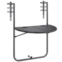 Tavolino Balcone Pieghevole Metallo e Polyrattan 2 Porta Bicchieri Regolabile Nero