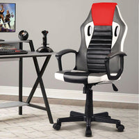Sedia Gaming Ufficio Poltrona Scrivania Ergonomica Regolabile Girevole Rosso Grigio Nero