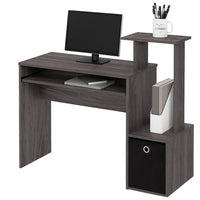 Scrivania con Cassetto in Tessuto Tavolo Porta PC Computer con Mensola Grigio