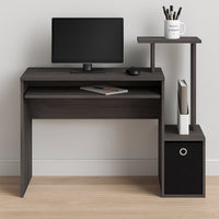 Scrivania con Cassetto in Tessuto Tavolo Porta PC Computer con Mensola Grigio