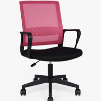 Sedia da Scrivania Ergonomica con 5ruote Piroettanti Rete Traspirante Casa Ufficio Nero Rosa