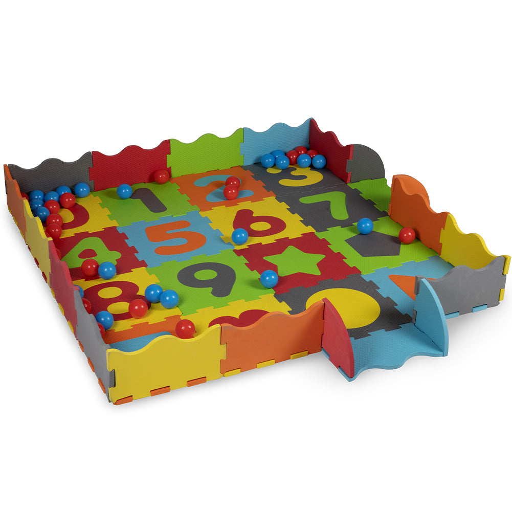Tappeto Puzzle 3 in 1 in Gommapiuma per Bambini con 40 Palline e Custodia