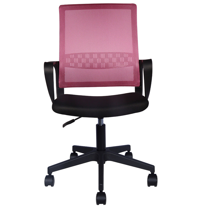 Sedia da Scrivania Ergonomica con 5ruote Piroettanti Rete Traspirante Casa Ufficio Nero Rosa
