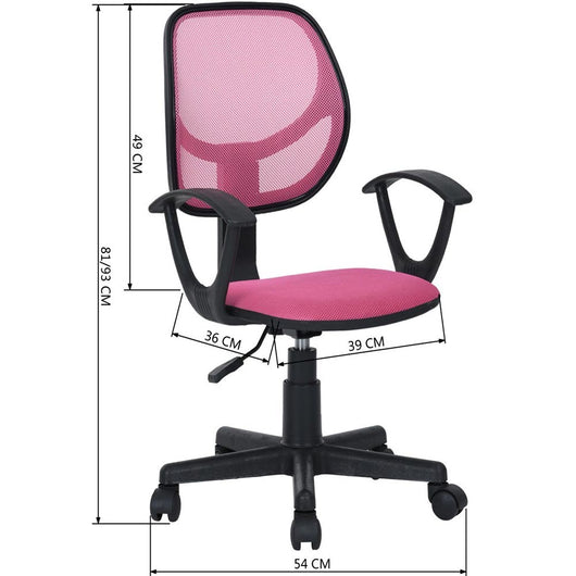 Sedia Girevole Casa Ufficio Cameretta Scrivania Ergonomica 5 Ruote Traspirante Rosa