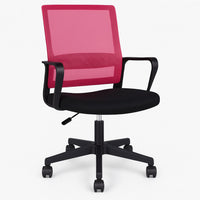 Sedia da Scrivania Ergonomica con 5ruote Piroettanti Rete Traspirante Casa Ufficio Nero Rosa