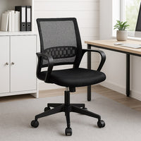 Sedia da Scrivania Ergonomica con 5ruote Piroettanti Rete Traspirante Casa Ufficio Nero