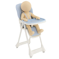 Seggiolone Pappa Bimbo 0-36 Mesi Pieghevole Salvaspazio Regolabile Celeste
