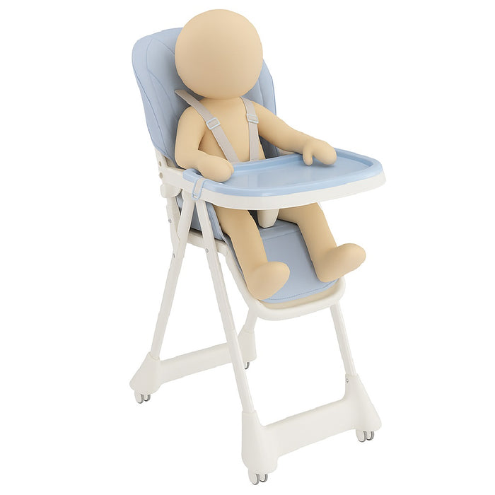 Seggiolone Pappa Bimbo 0-36 Mesi Pieghevole Salvaspazio Regolabile Celeste