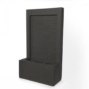 FONTANA DA ESTERNO CASCATA VERTICALE CON RACCOLTA ACQUA IN CEMENTO COLOR NERO LUCI EFFETO  CON POMPA INTEGRATA DECORAZIONE DA GIARDINO DI DESIGN