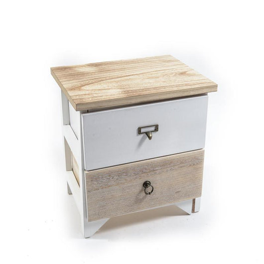 MOBILETTO DA ARREDO IN LEGNO BICOLORE CON 2 CASSETTI DAI POMELLI DIVERSI  DIMENSIONI 36 X 28 X 39 CM