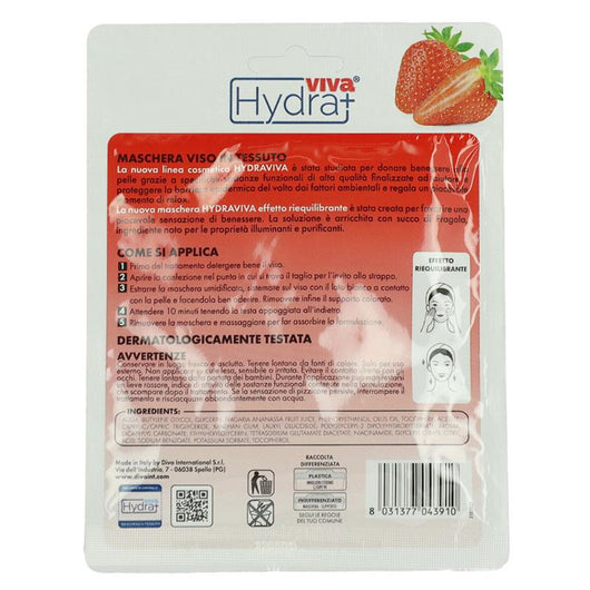 HYDRA VIVA MASCHERA IN TESSUTO MONODOSE CON SUCCO DI FRAGOLA EFFETTO RIEQUILIBRANTE DERMATOLOGICAMENTE TESTATO